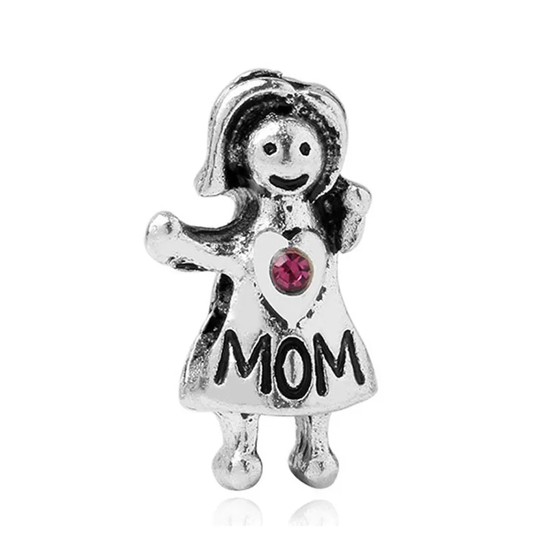 New Arrival 1pc Family Girl Boy Mom Dad Grandmother Bead Charm Fit European Pandora Charm Bracelets Jewelry Making Accessories 