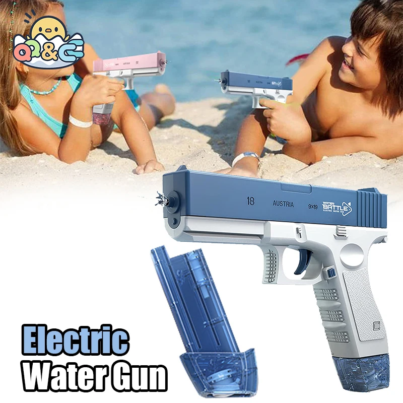 Electric Water Gun Launch Water Pistol Children Summer Fully Automatic Continuous High Pressure Guns Rechargeable Splashing Toys
