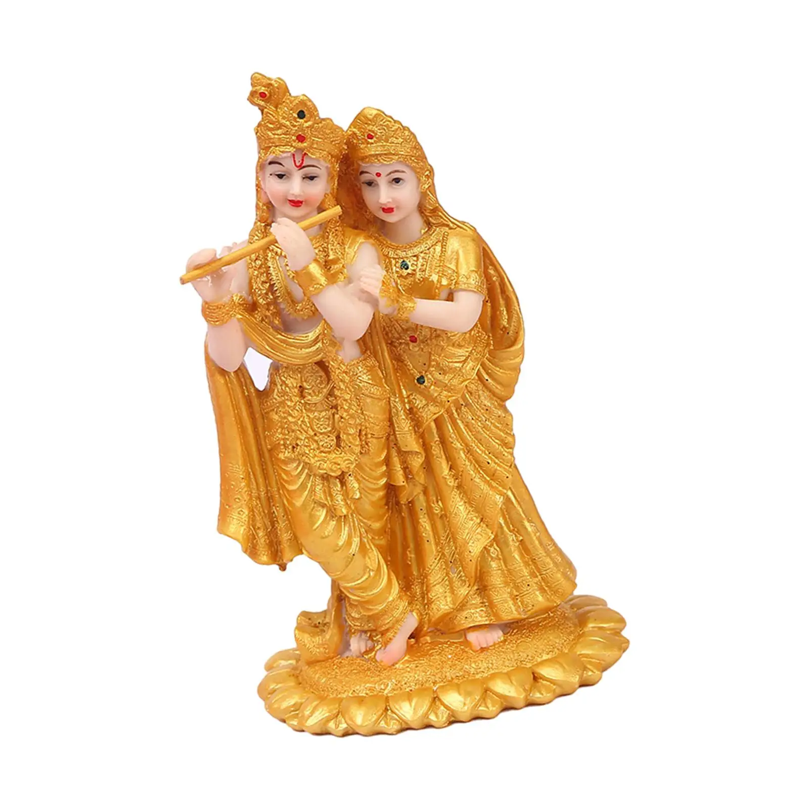 India Radha Krishna Figurine Statue Lifelike Decorative 4x3x7.4inch Altar Shrine Decor for Garden Bonsai Decor Traditional
