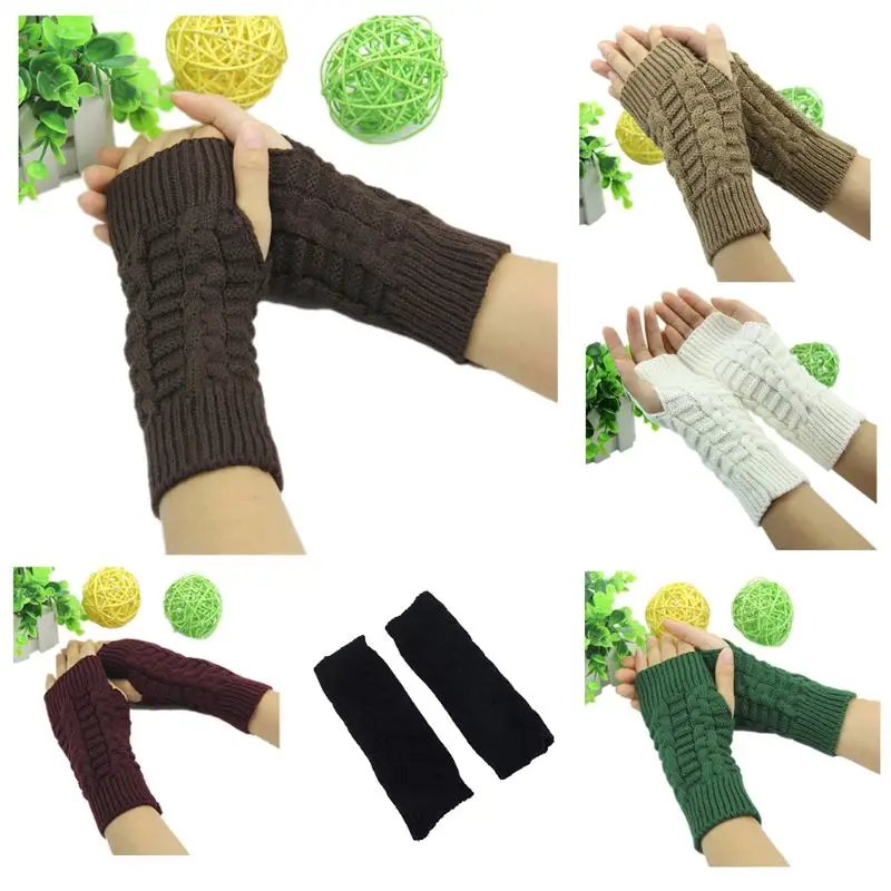 

Ladies Girl Mitten Winter Unisex Arm Warmer Elbow Long Fingerless Knit Gloves