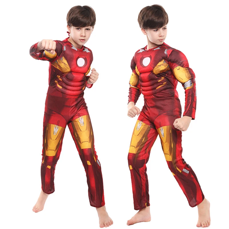 Childen Iron Man Superhero Cosplay Costume Jumpsuit Mask Gloves Suit Halloween Child cosplay jumpsuit superhero cosplay costume