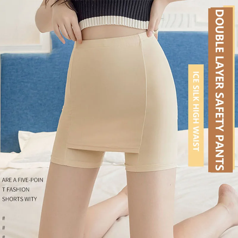 Safety Shorts Flarixa Seamless Protective Double Layer High Waist Boxer For Women Summer Shorts Pants