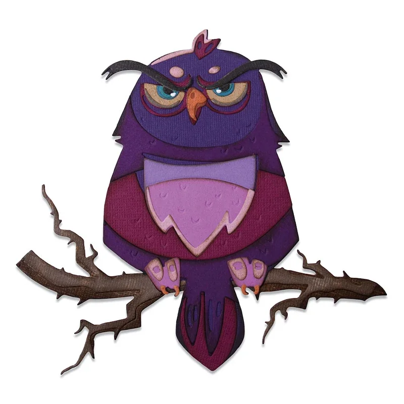 2023 New Halloween Owl Metal Cutting Dies Animal Bird And Tree Branch Fustellato Scrapbooking Per Artigianato Creazione Di Carte Senza Set Di Francobo