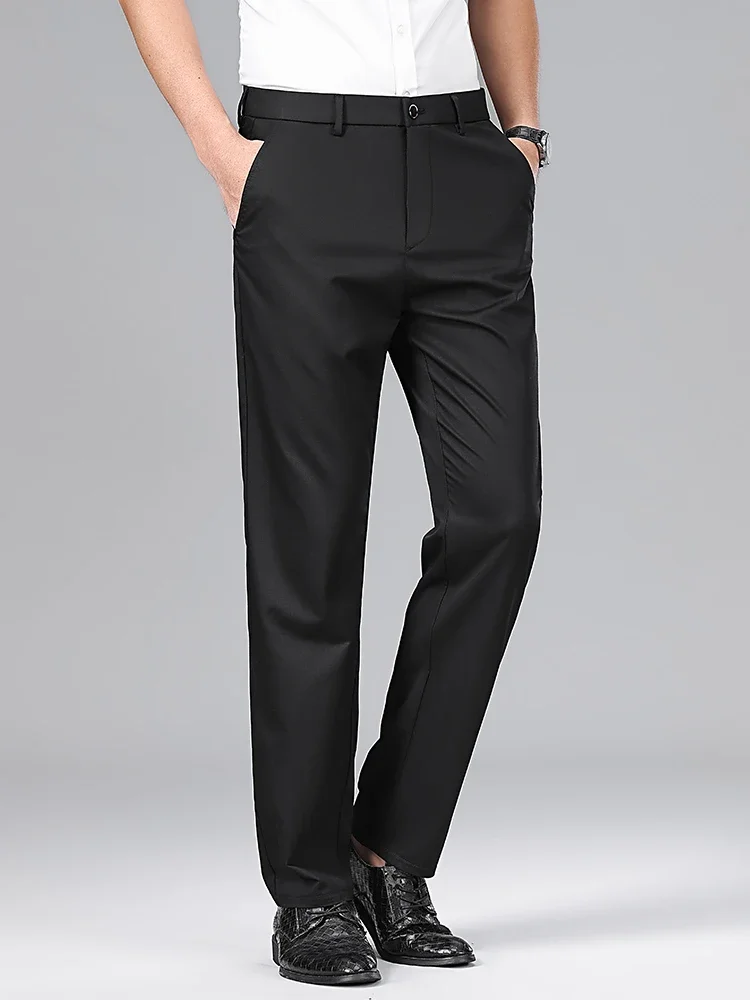 Classic Luxury Men's Mulberry Silk Suit Pants Thin Stretch Slim Fit Comfortable Male Brand Clothing Casual Trousers 5