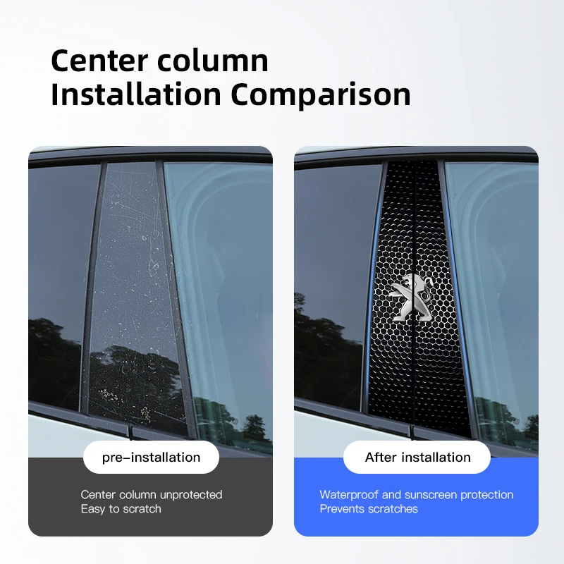 2Pcs Car B-pillar Sticker Door Center Pillar Anti-Scratch Decals For Peugeot 307 108 208 407 206 508 106 301 607 408 107 205
