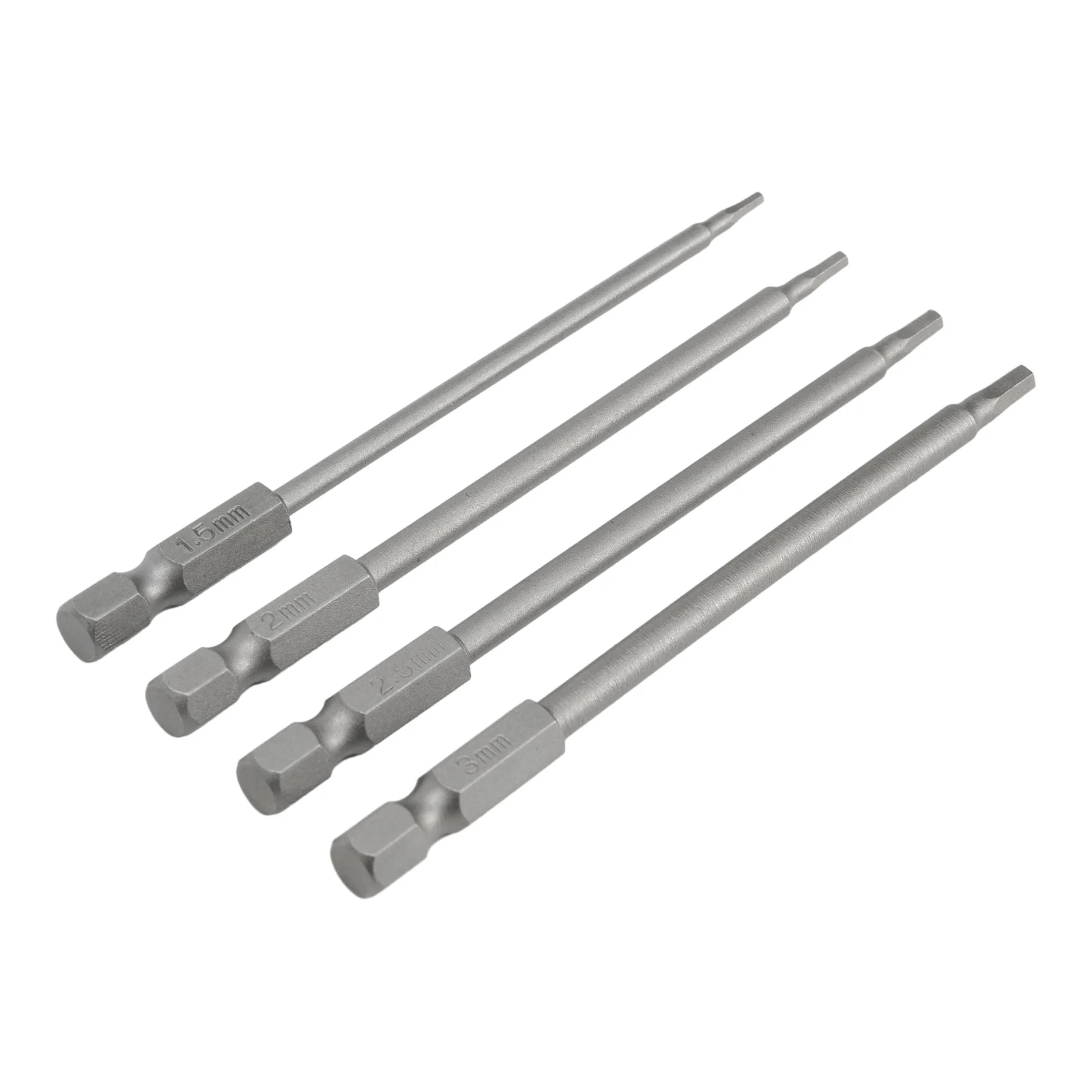 

4Pcs Alloy Steel Hex Screwdriver 1/4" Hex Shank Magnetic Head Screwdrivers 1.5/2.0/2.5/3.0mm Screw Driver Bits Set