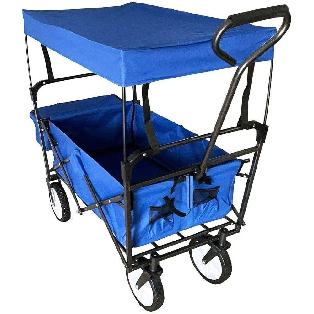 Portable Collapsible Folding Wagon Cart Outdoor Utility Trolley Garden Beach Camping Shopping Heavy Duty Transport Equipment