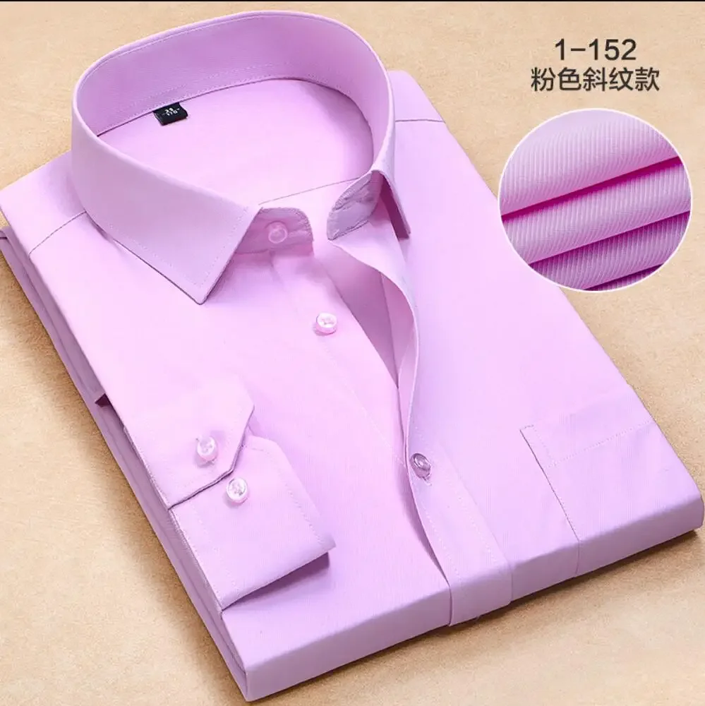

Autumn Spring shirt men pockets plus size 8XL 9XL 10XL 12XL formal work office Shirts Business oversize cotton shirt Blue Pink