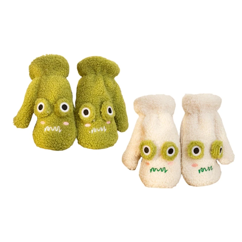 

Women Girls Animal Eyes Gloves Mittens Windproof Winter Plush Cartoon Glove