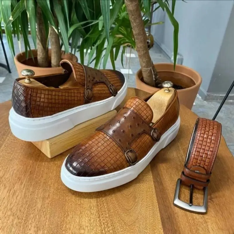 Men Casual Vulcanized Shoes Black Brown One Foot Outdoor Lightweight and Comfortable Casual Business Dress Shoes Size 38-46
