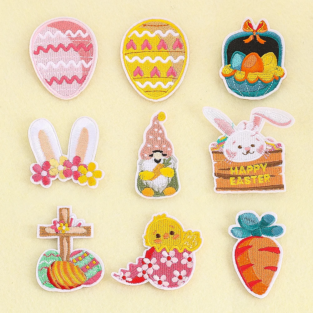 9 teile/satz Stickerei Ostern Serie Patch benutzer definierte Eisen auf Transfers für Kleidung beendet Verzierungen Pacth DIY Näh zubehör