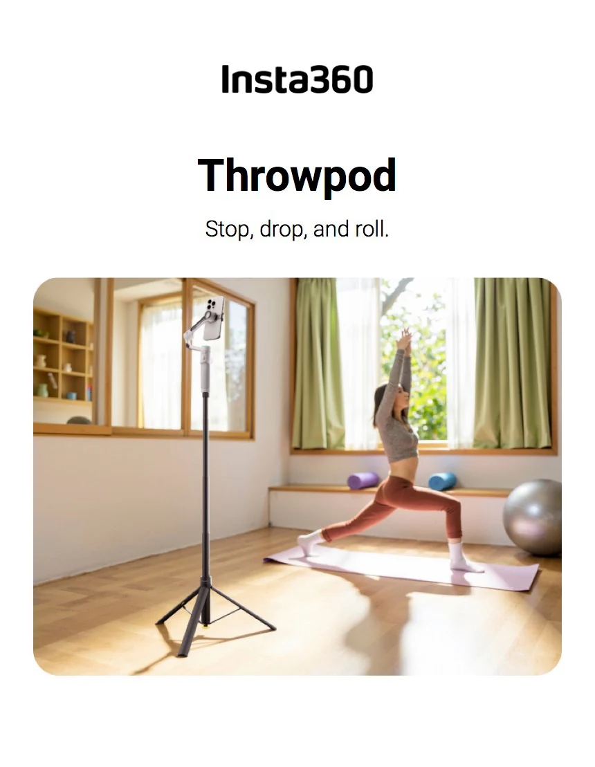 Insta360 Throwpod, 2-in-1 Tripod Selfie Stick, Auto-Unfolding Legs - View #12