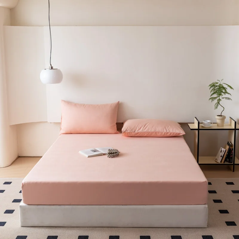Fitted Sheet Pure Cotton Fitsheet With Elastic Band Bedsheet Single Double Queen Size Solid Color Mattress Cover
