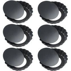 Non-Stick Round Mini Tart and Quiche Bakeware with Removable Bottom (6Pcs)
