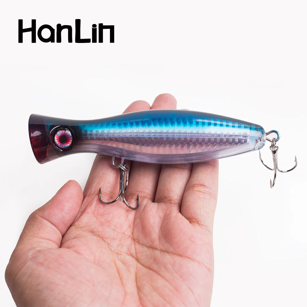 Hanlin Topwater Popper 120 mm/40 g schwimmende Wassertrolling Hartplastikköder Wobbler Künstliche Angelköder Bass Pike Tackle