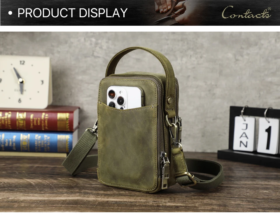 CONTACT'S männer Tasche Designer Echtes Leder Männer Kleine Schulter Tasche Vintage Umhängetasche Messenger Männlichen Geldbörse Telefon Taschen Handtasche – Detail 17