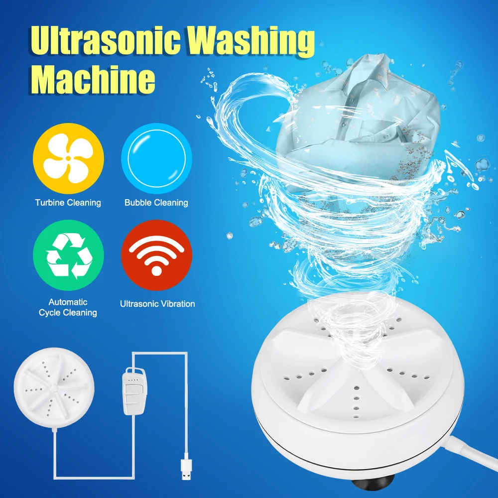 With USB Cable Mini Ultrasonic Washer Washing Machine Removes Dirt Washer Clothing Cleaning