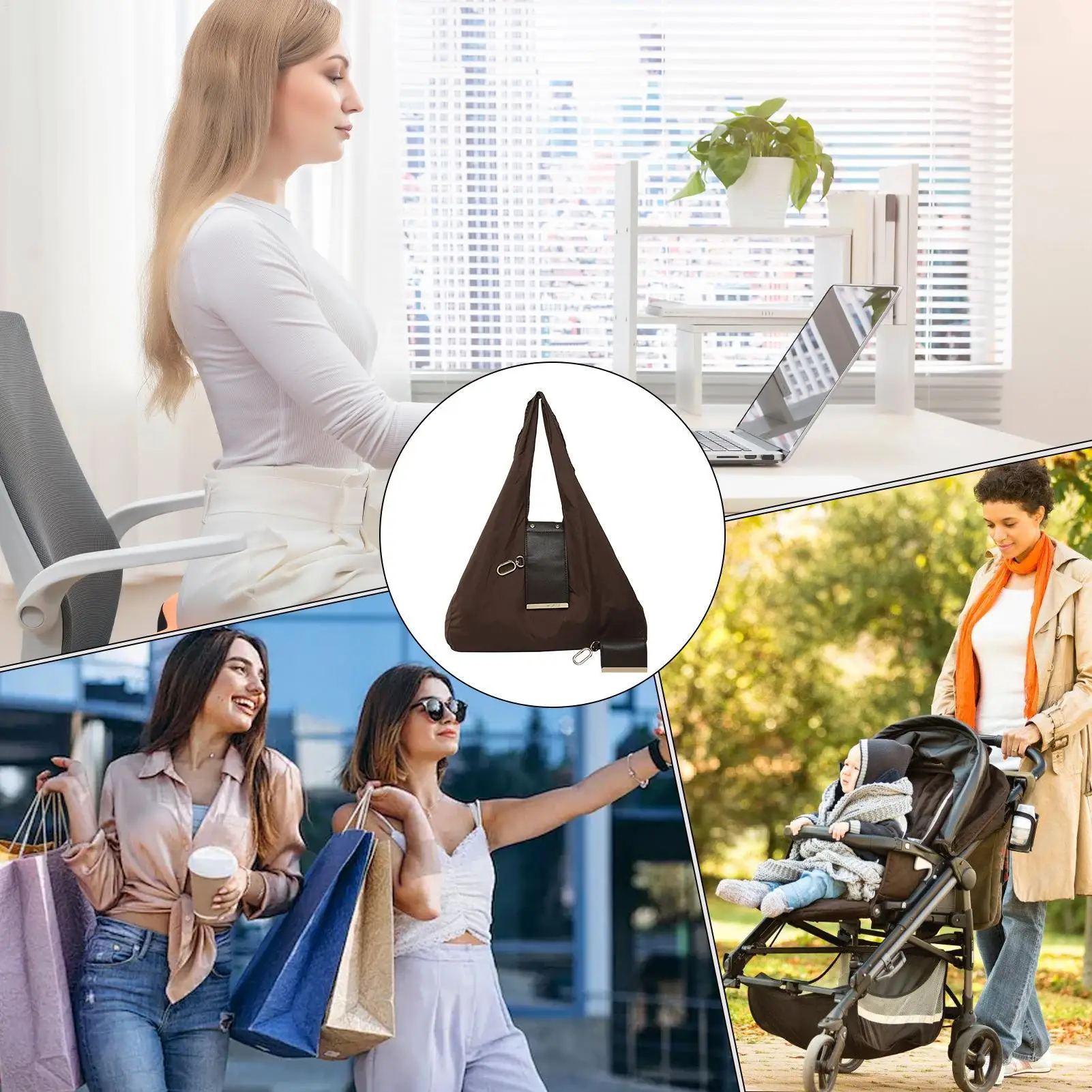 Eco-Friendly Expandable Reusable Tote Bag - Lightweight Folding Shopping Bag with Key Ring and Large Capacity