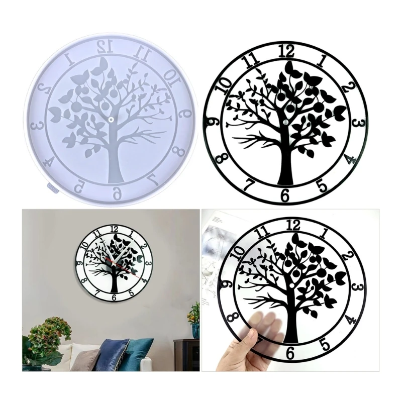 Round Alarm Silicone Clock Epoxy Mold Clock Resin Mould DIY Clock Craft Making clock silicone mold diy round clock mold wall hanging decorative mirror resin epoxy mold with handmade tool