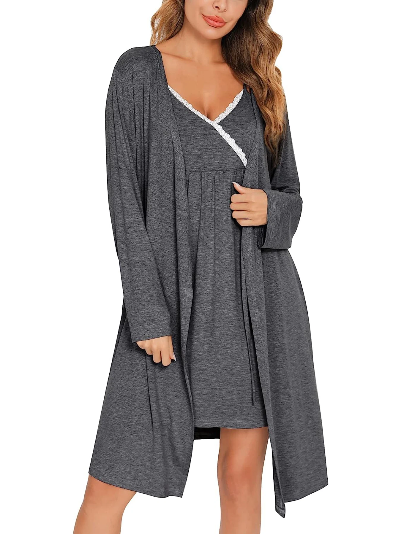 Women's European and American maternity wear autumn set two-piece nightgown maternity nightgown set