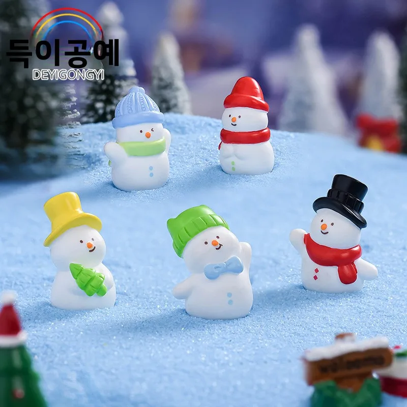 귀여운 눈사람 크리스마스 DIY 장식 미니 레진 풍경 신상품 홈 데코레이션 예술적인 스타일 기타 배치 방법
