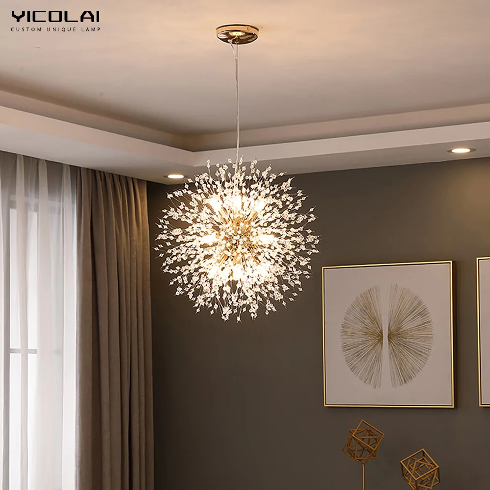 

Modern Crystal Dandelion LED Chandeliers Hanging Lamps For Bedroom Living Dinning Study Room Cloakroom Loft Home Bright Lighting