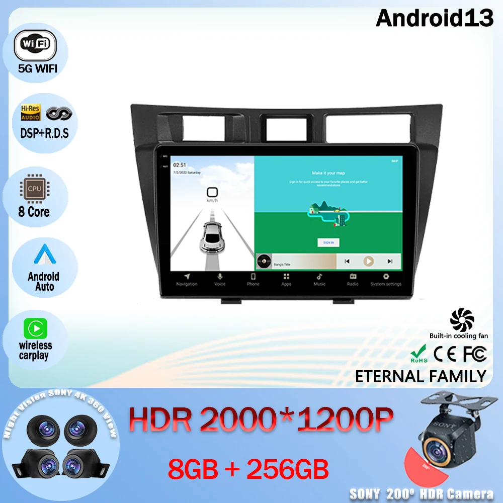 

Android 13 Car Radio Multimedia Video Player Navigation GPS For Toyota Mark II 9 X100 2000 - 2007 5G WIFI BT 4G CPU No 2din DVD