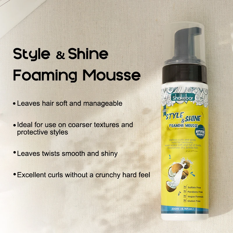 Shakebar Hair Care Oil Hair Styling Mousse Edge Tamer Gel Nourishes and Scalp Leaves Shine and Long-lasting Style