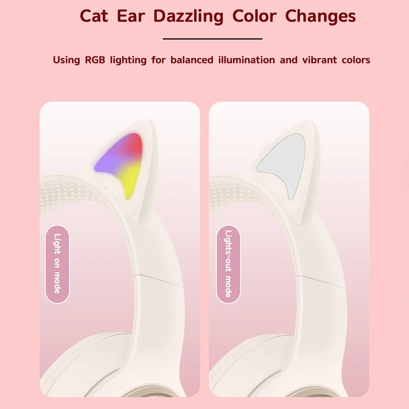 Xiaomi wireless Headphones RGB cute cat ear Bluetooth Earphones with microphone Stereo Music Game Earphone Girls Kids Gifts 2025 6