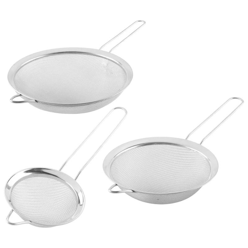 

Set Of 3, Stainless Steel Wide-Edge Twill Oil Grid Colander, Kitchen Utensils, Oil Fishing Soy Milk Bird's Nest Filter Colander,