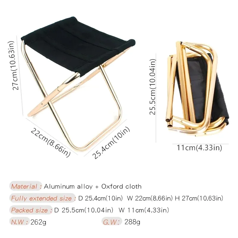 Outdoor Camping Chair Aluminum Alloy Folding Chair Small Ultralight Stool Seat For Travel Camping Hiking Fishing