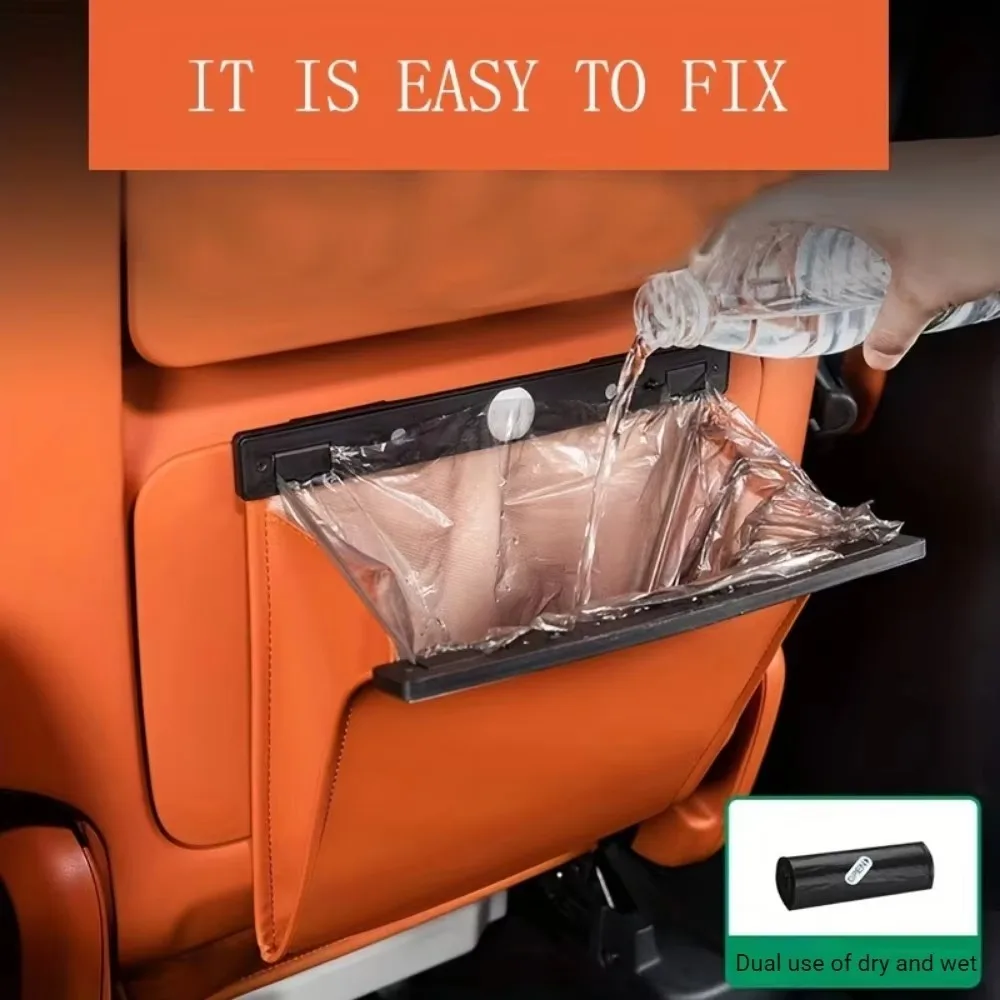 Car Garbage Bag Seat Backrest Magnetic Adsorption Storage Bag Leather Waterproof Trash Can Car Space Saving Hanging Garbage Bin
