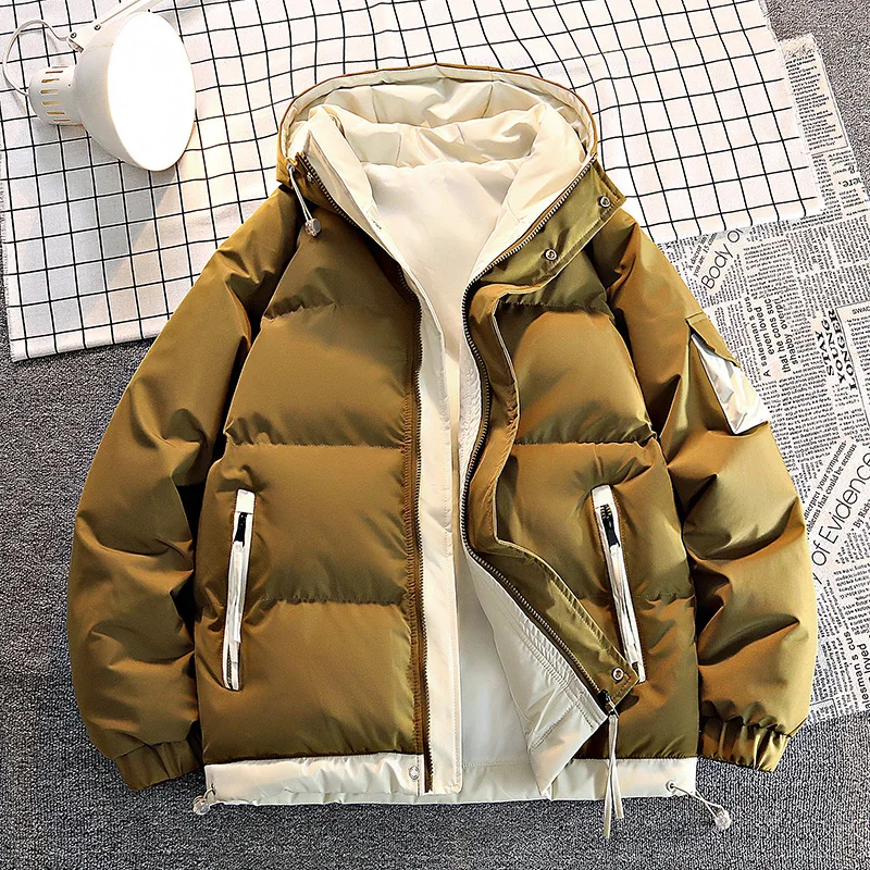 Men's Casual Solid Color Hooded Parkas Warm Winter Parkas Thick Jacket Coats