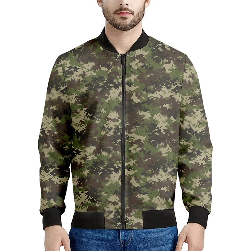 thumbnail image 1 of Chaqueta con estampado 3D de camuflaje de mosaico para hombre, sudadera deportiva con gráfico de camuflaje, camisetas para niños, abrigos de bombardero con cremallera de calle de manga larga, 1 of 5