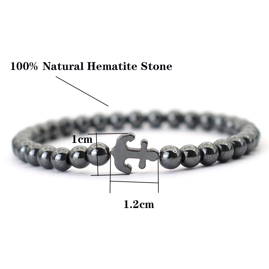 Hematite Stone Men Beach Bracelet