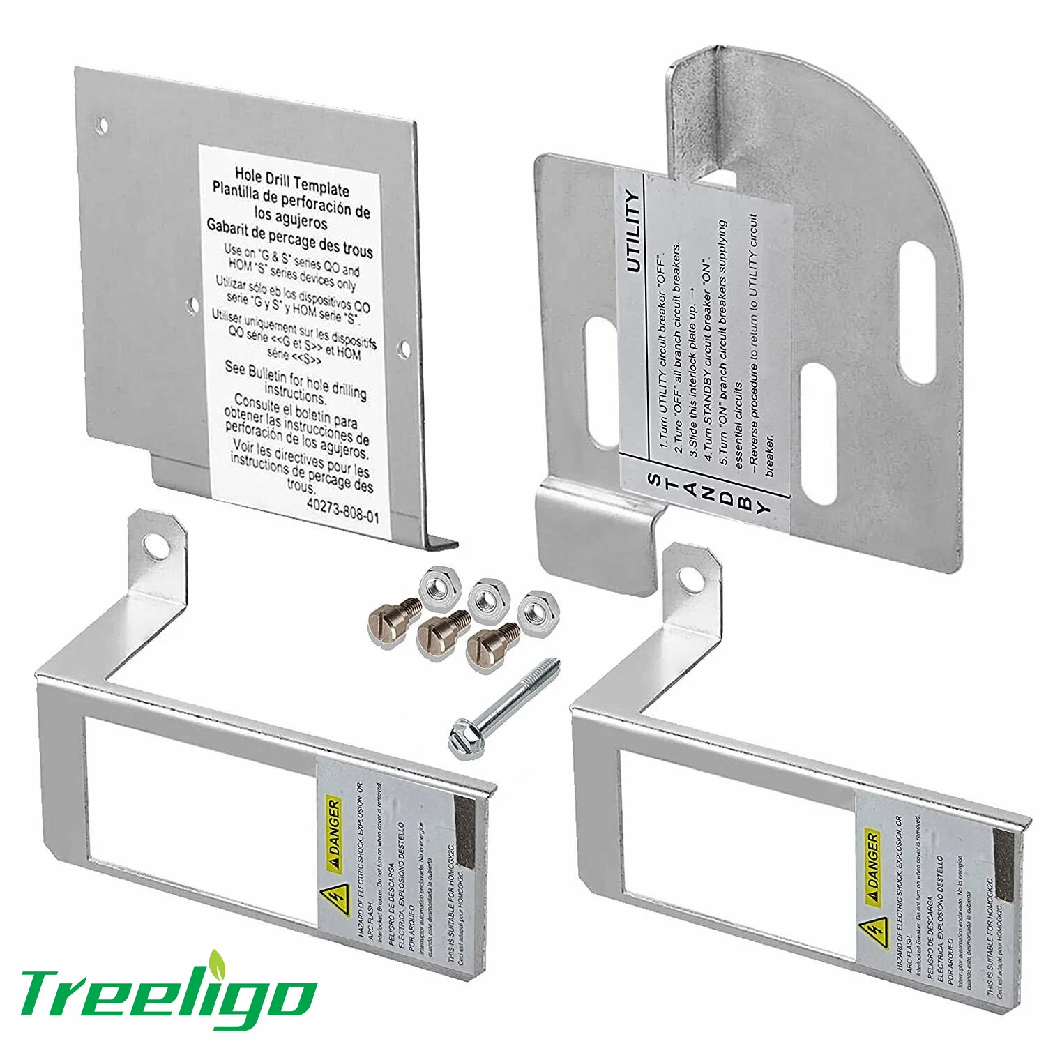 

Treeligo Generator Interlock Kit Main Circuit Breaker Load Centers Kit for QOCGK2C QO or HOMCGK2C Rated 150A -225A Main Panel