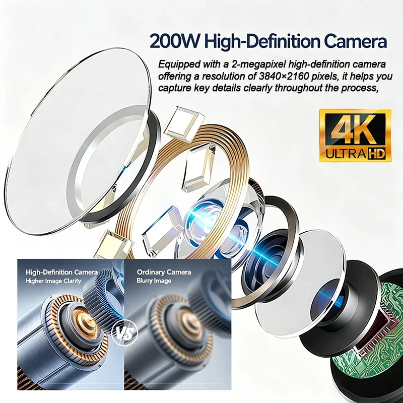 360° Type-C Articulating Endoscope Camera 4K UHD Borescope Car Inspection Industrial Endoscope For IOS Android Auto Repair 4