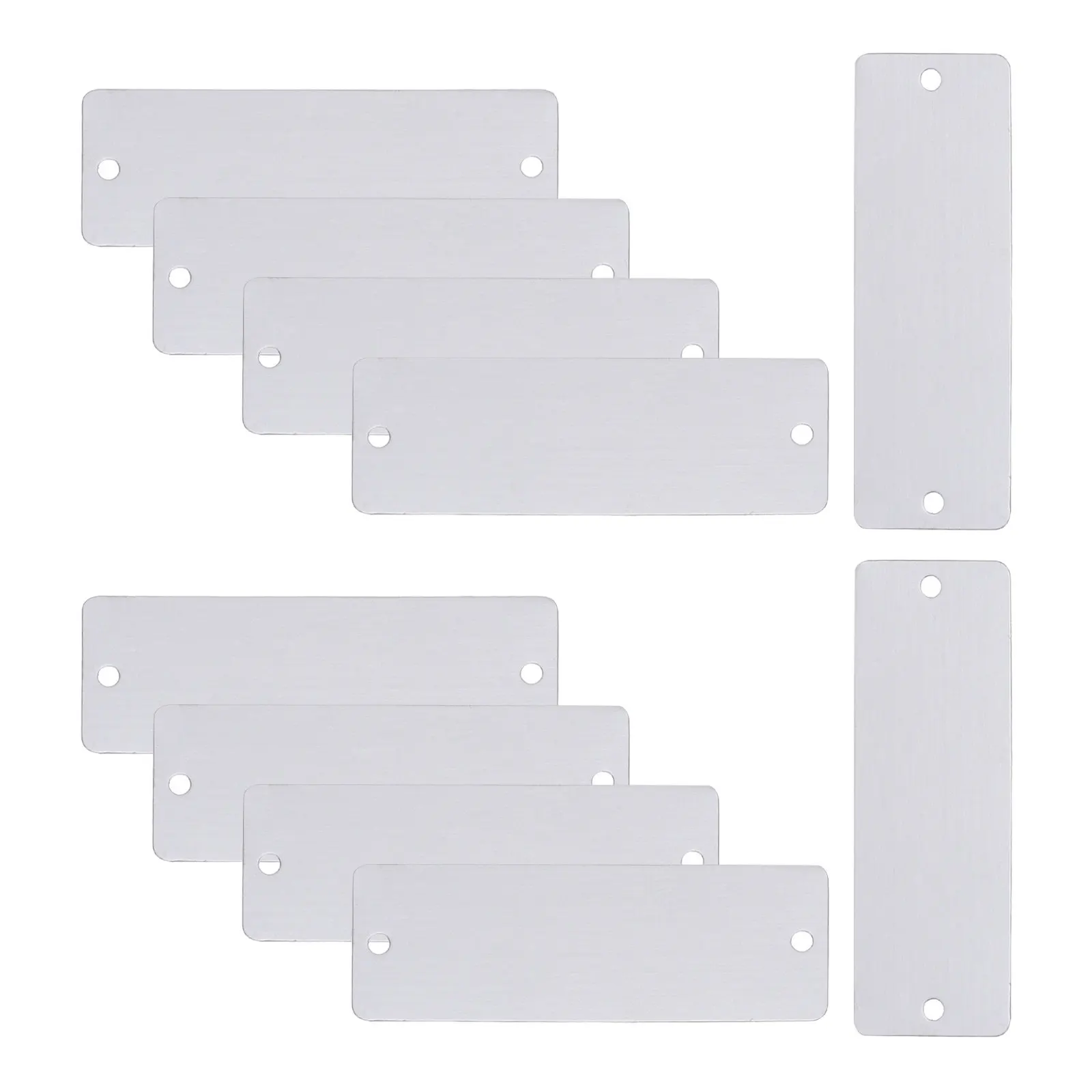 10Pcs 스테인레스 스틸 이름표 블랭크 70x25mm 직사각형 조각 태그 사전 드릴링 구멍 매끄러운 표면 산업용 사무실 DIY
