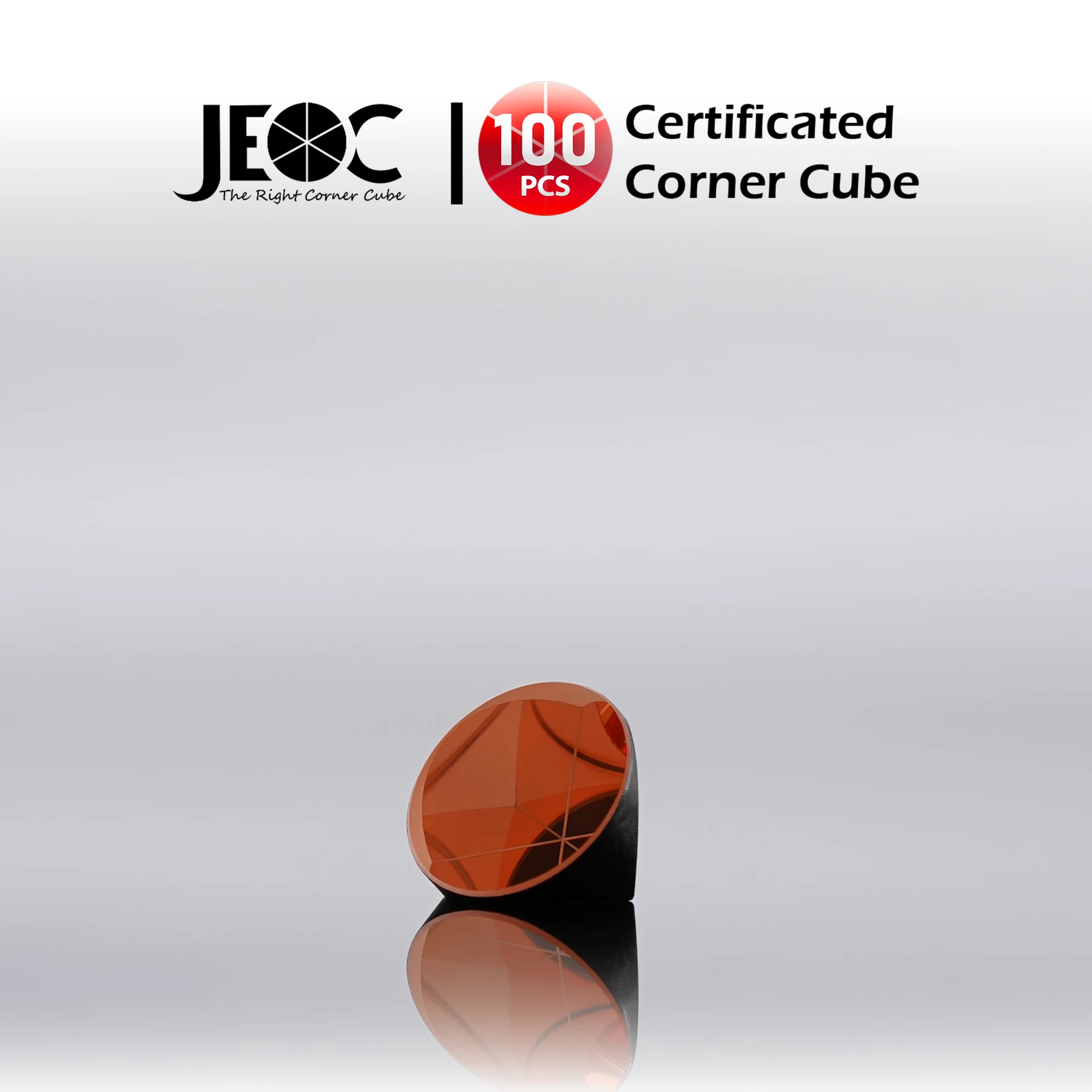 

100pcs JEOC Certificated Corner Cube, 17.8mm (0.7") Diameter, 13.3mm (0.52") Height reflective prism, Copper Coated