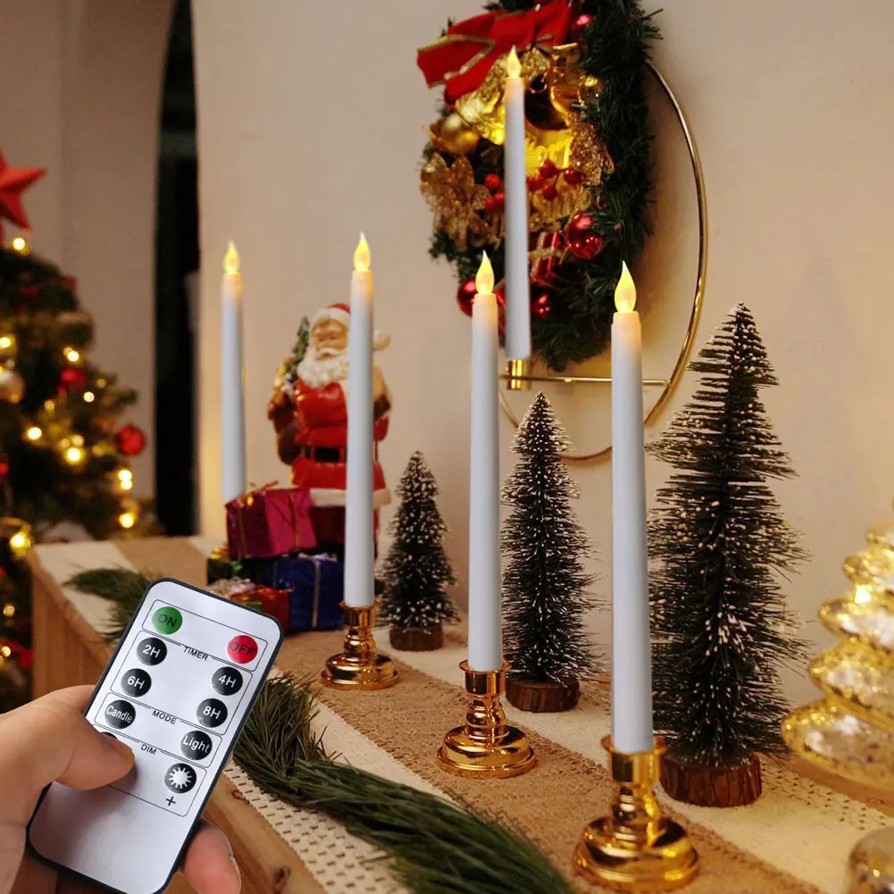 Flameless Pointed Candle Light Long Christmas LED Candle Battery Powered Decorative Church Flickering Candle Light for Event