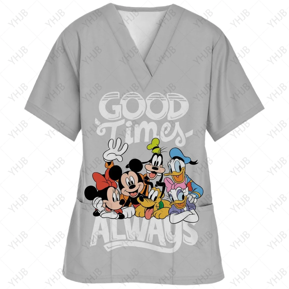thumbnail image 1 of Blusa médica con estampado navideño de Mickey Mouse, talla 5xl, uniforme de manga corta, uniforme de médico y enfermera, blusas de trabajo para centros de revisión para niños, 1 of 5