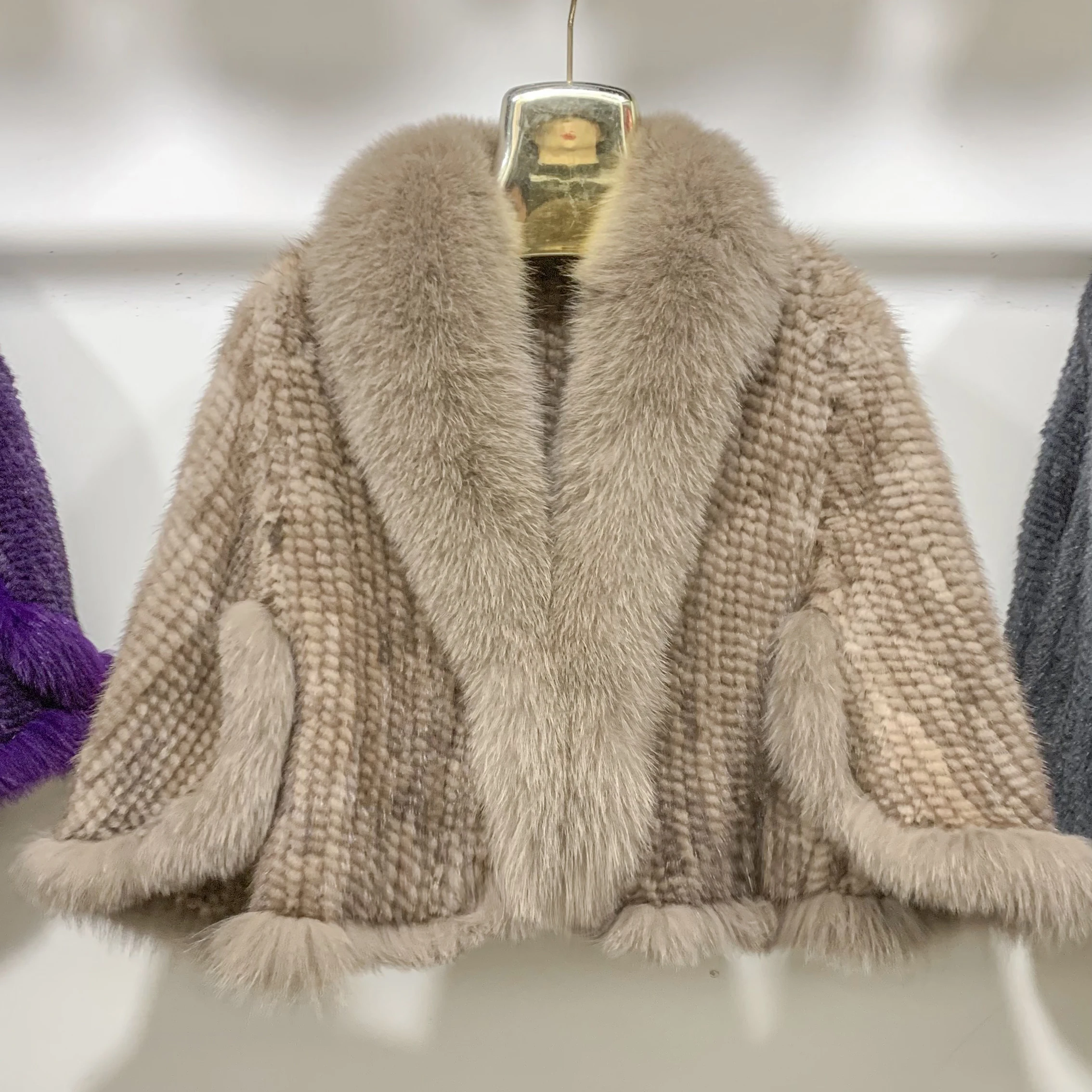 الخريف الشتاء السيدات حقيقية محبوك فرو المنك شالات...