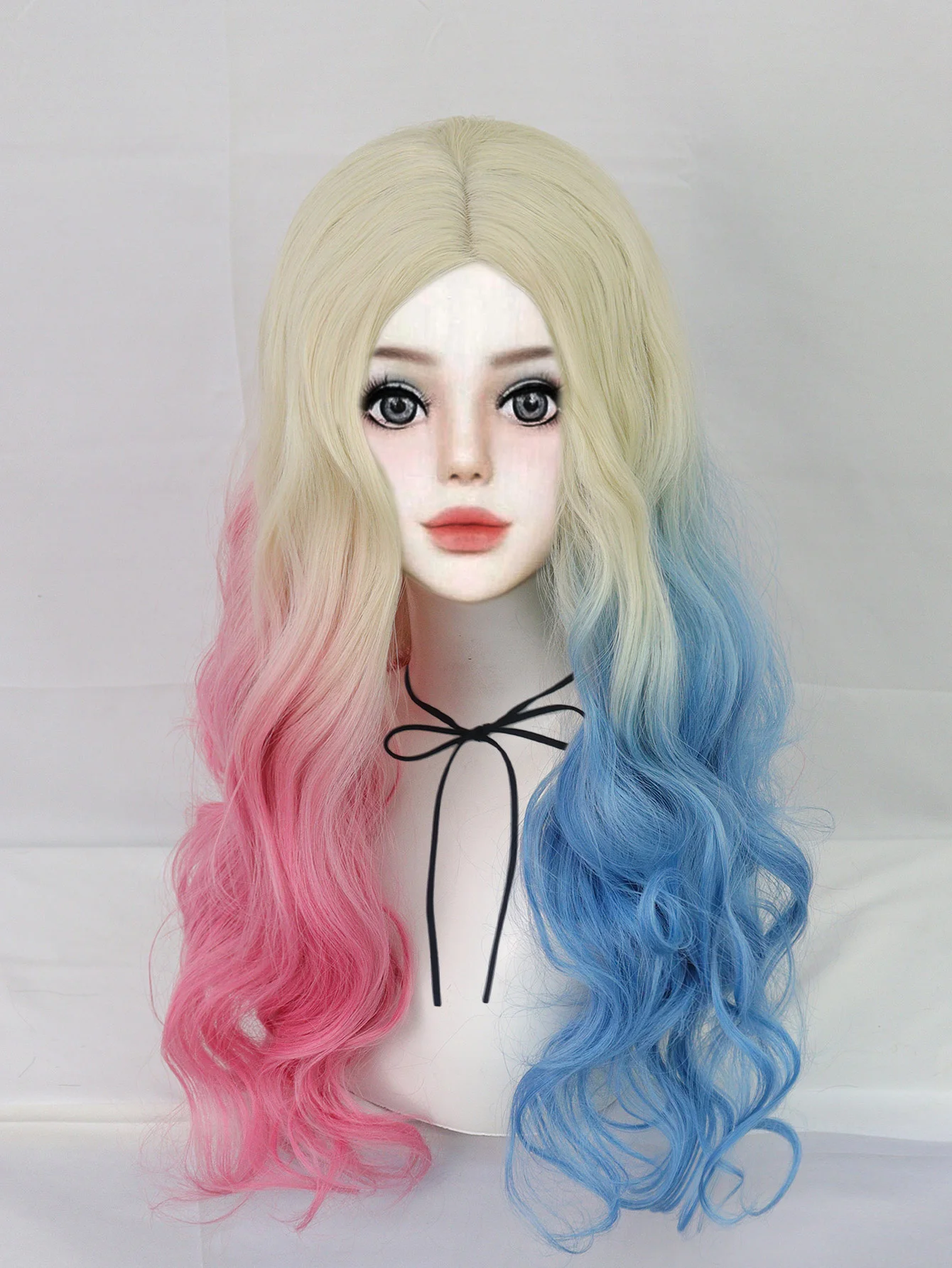 Synthetic Blonde Mixed Blue Pink Suicide Squad Cosplay Wig Women Halloween Anime Costume Wigs synthetic wig halloween wig