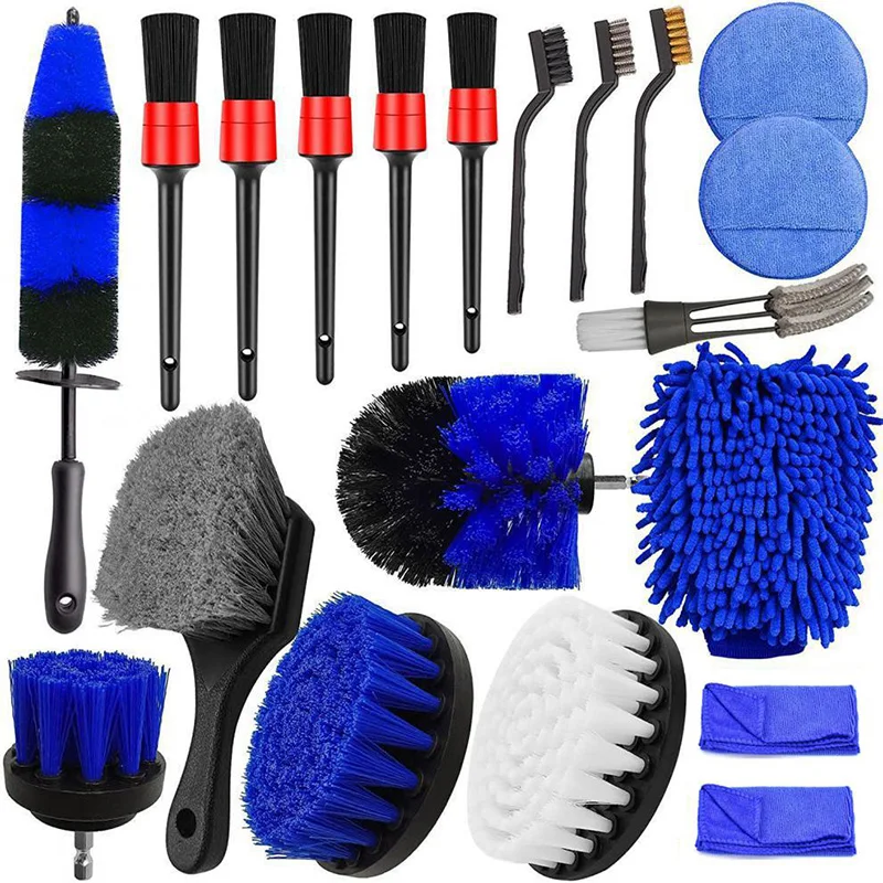 20 pieces of wheel and tire brush kit car detail drilling brush kit car washing and cleaning kit wheel brush tire rim cleaning tool