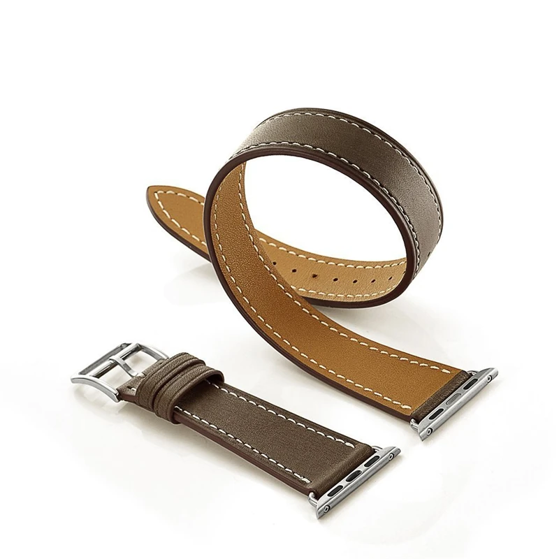Double Tour Leather Loop para Apple Ver Correia Extra-longa Cinto Iver 38 mm 40 mm 44 mm 41 mm 42 mm 44 mm se Correa - Image 6