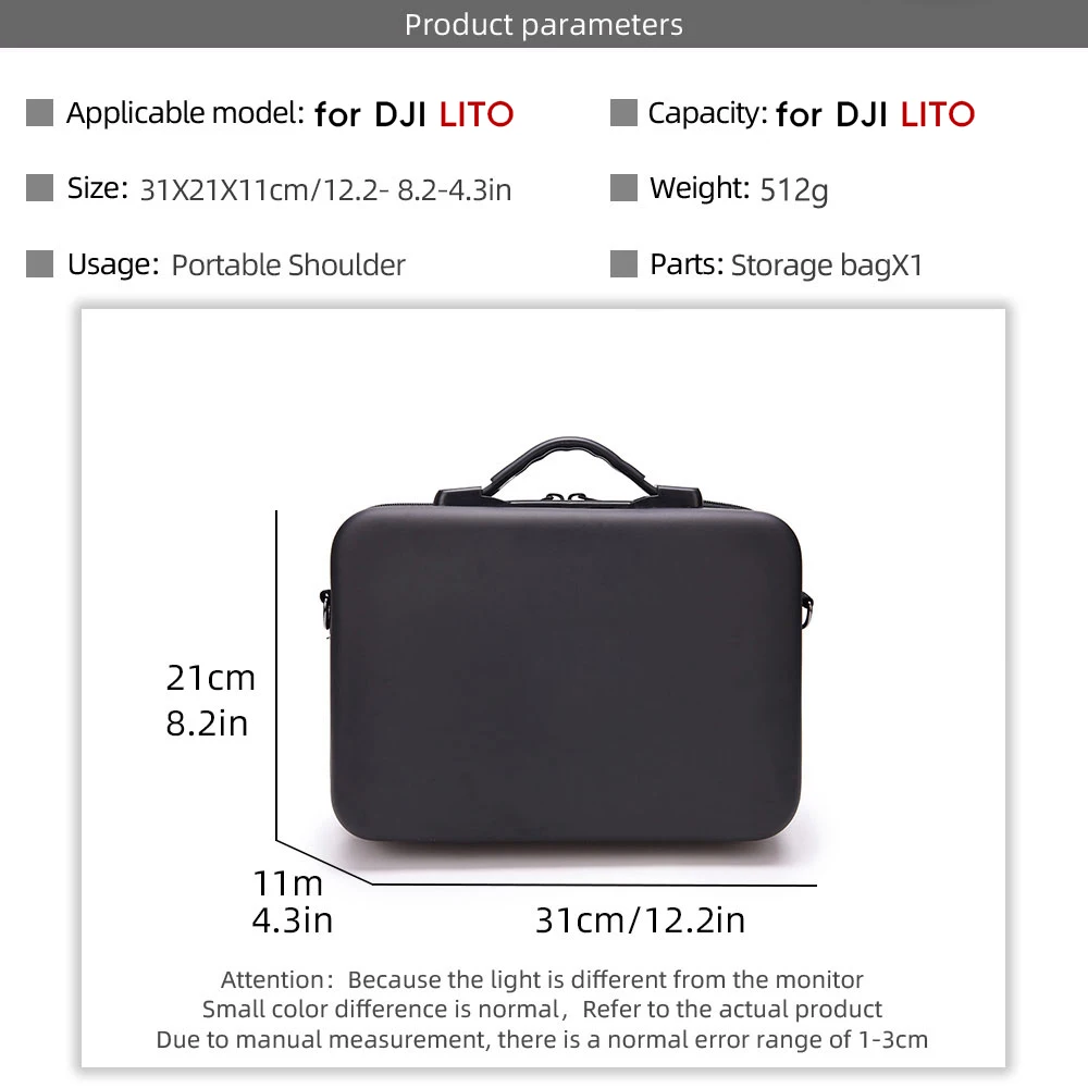 DJI Lito X1/Lito 1 휴대용 핸드백 야외 여행용 케이스, DJI RC 2 RC N3 컨트롤러 케이스 드론용 PU/나일론 보관 가방