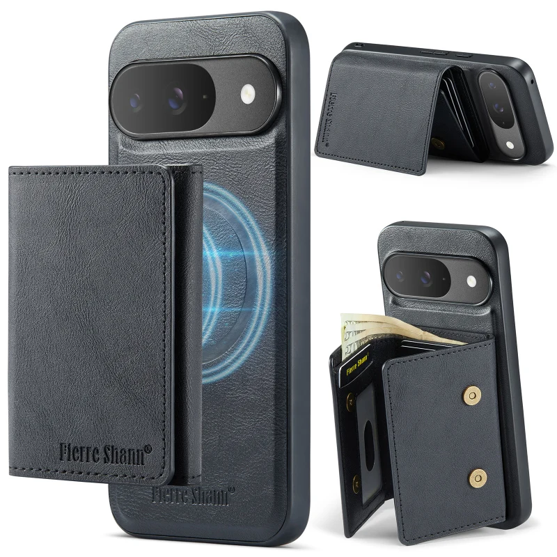 Magsafe-Compatible Magnetic Leather Wallet Phone Case with Card Slot & Stand