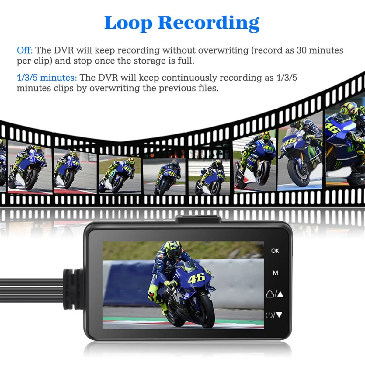 Motorcycle DVR Dash Camera with Front Rear Camera Dual Video Loop Recording Waterproof Motorbike Driving Recorder Cam XY