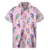 Cartoon Ice Cream 3D Print Hawaiian Shirt Men Summer Street Lapel Shirts Women Short Sleeve Tops Tees Oversized Button Blouse 4