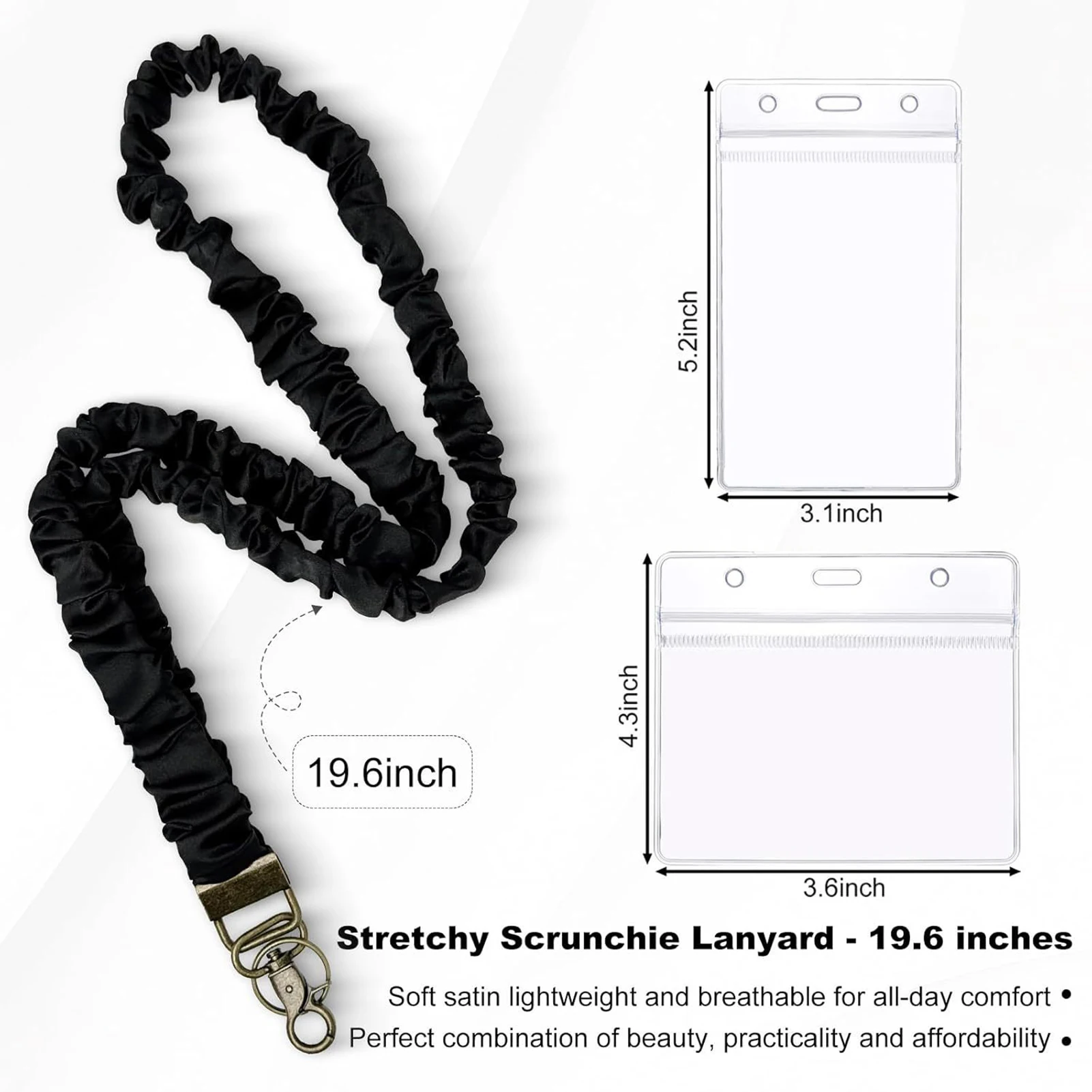 Scrunchie Teacher Lanyards, 1 Pack ID Holder, Brown Leopard Print Gold